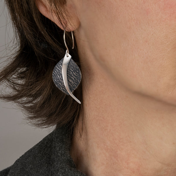 Elm Leaf Earrings - Sterling Silver