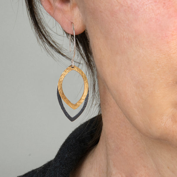 Layered Leaves Keum-boo Dangle Earrings