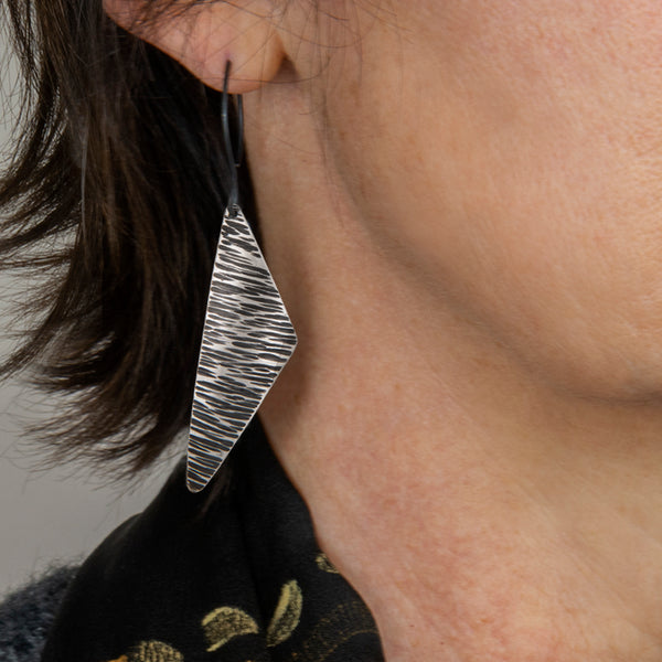 Asymmetrical Earrings - Hammered Texture