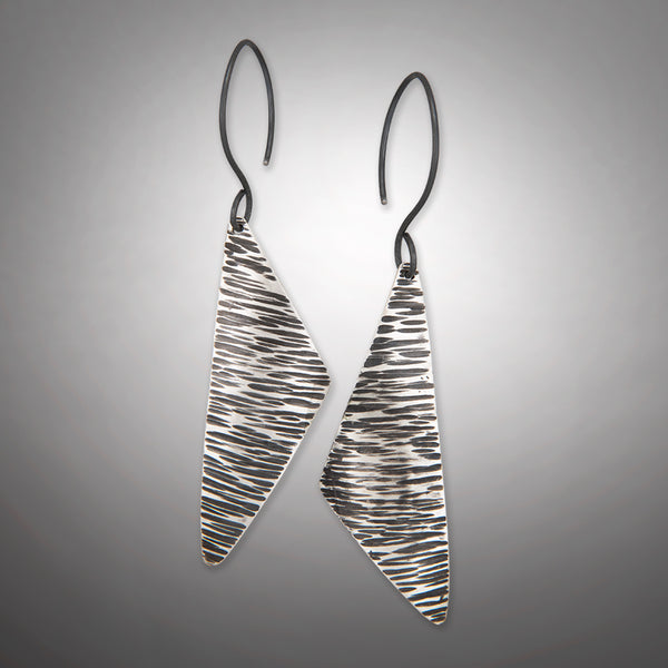 Asymmetrical Earrings - Hammered Texture